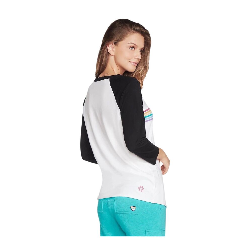 SKECHERS BOBS Peek A Cat Baseball Tee XL 3/4 Sleeve Graphic Shirt NWT - Picture 2 of 6